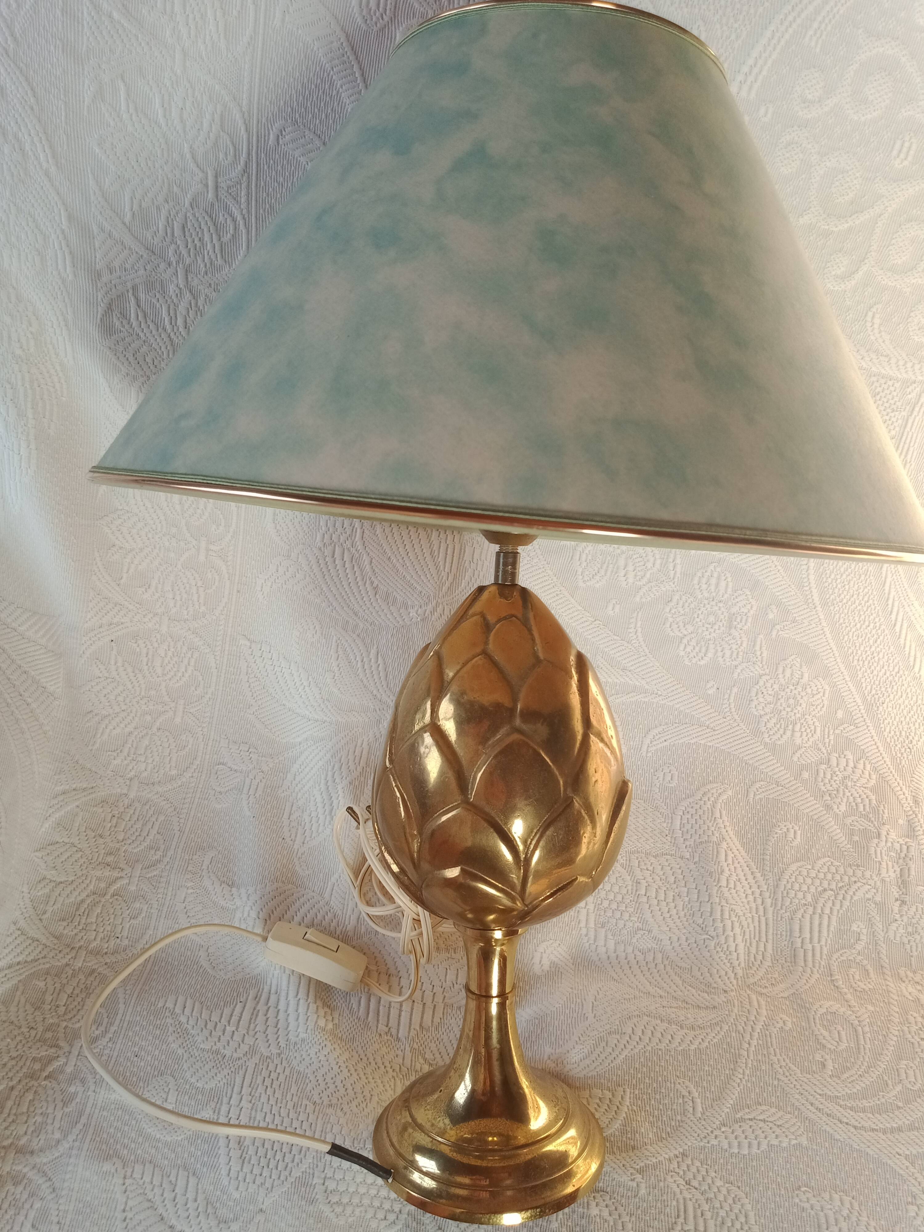 Kronenbourg - "K" hop flower lamp in filled brass and its lampshade