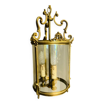 Large round St Louis XV corridor lantern from the mid-20th century in gilded bronze