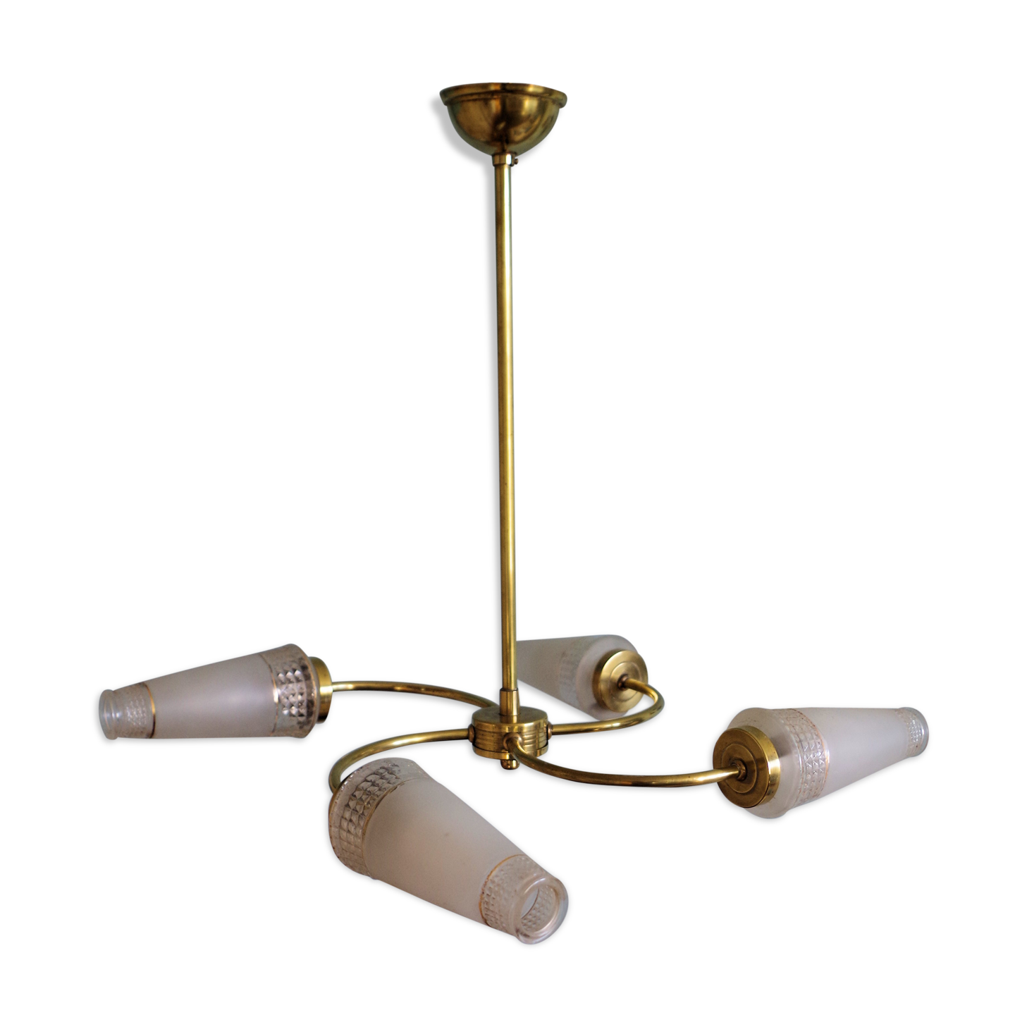 Brass and glass chandelier