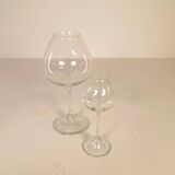 Large collection of Midcentury tulip glasses by Orrefors Nils Landberg, Sweden, 1950s.