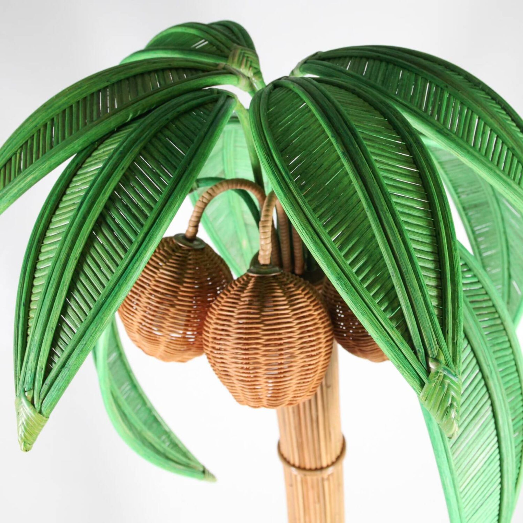 Lampadaire « cocotier/palmier » en rotin