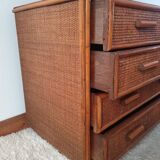 Vintage rattan chest of drawers 4 drawers