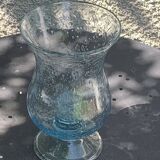 Tealight holder, blown glass candle holder, blue from the Biot glassworks