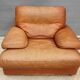 Fauteuil club lounge cuir cognac design 1970