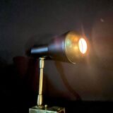 Pair of black and gold metal spotlights, Italy, Mid-Century