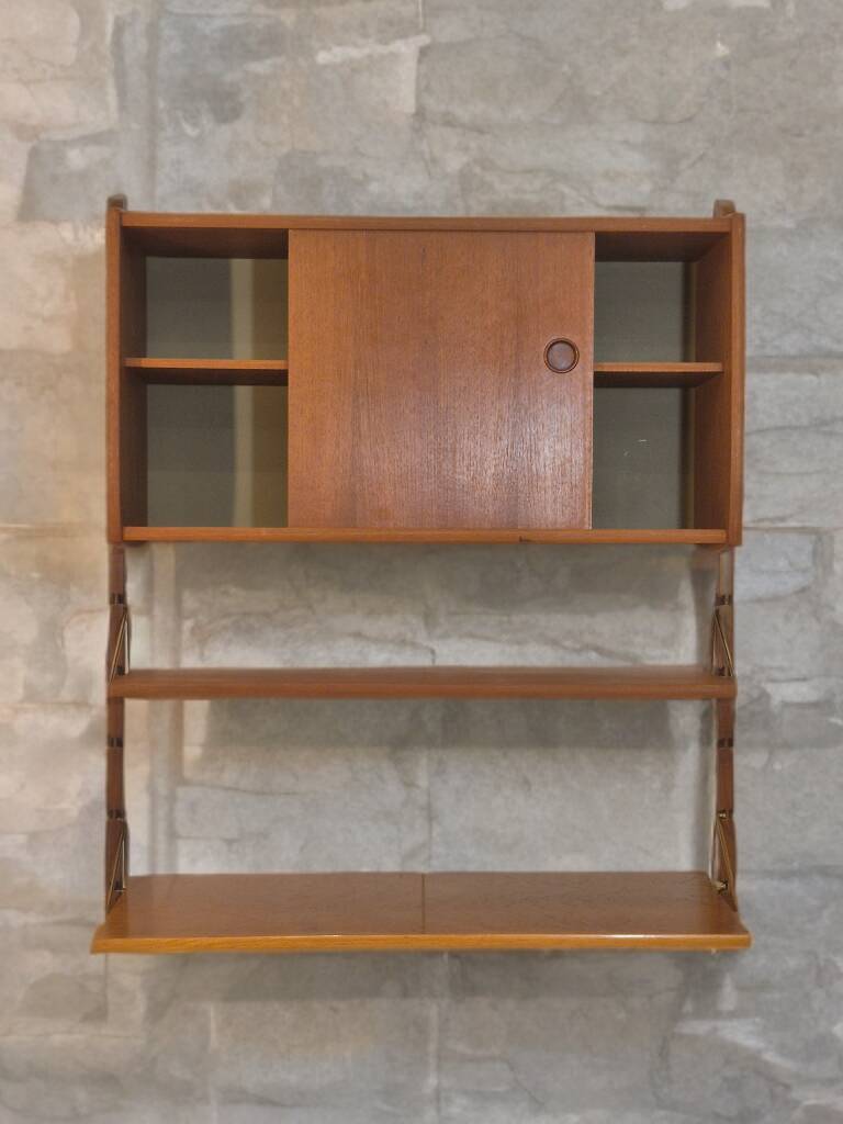 Ergo teak wall shelves, Vintage Scandinavian 1960s