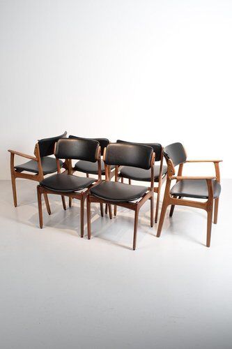 Chaises par Erik Buch, ensemble de 6