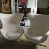 2 white felt egg chairs