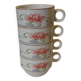 4 chocolate cups in vitro porcelain Villeroy & Boch model Florida diam 9 cm