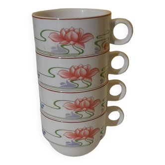 4 chocolate cups in vitro porcelain Villeroy & Boch model Florida diam 9 cm