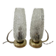 Pair of 1950s brass and glass bedside lamps