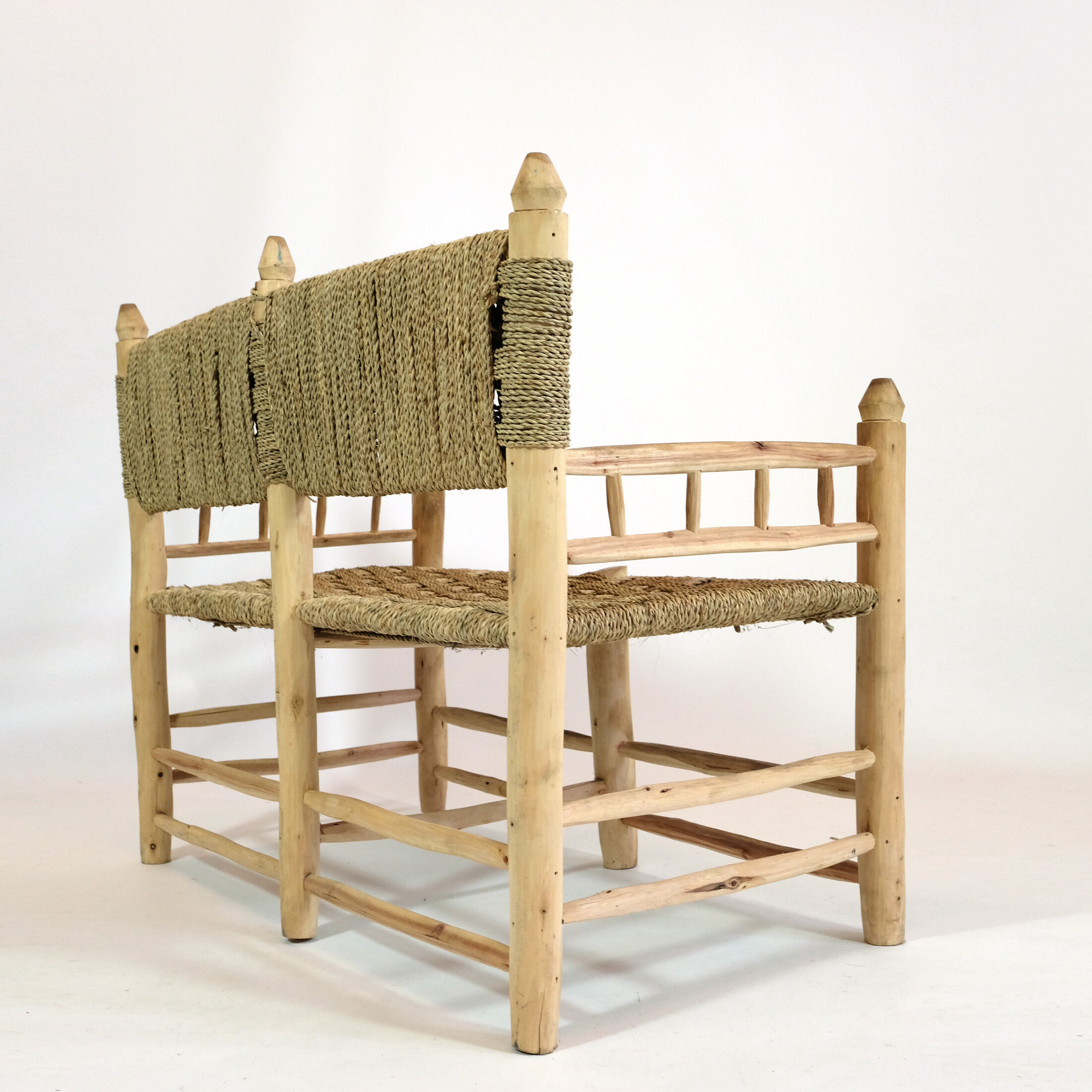 Moroccan bench in wood and rope