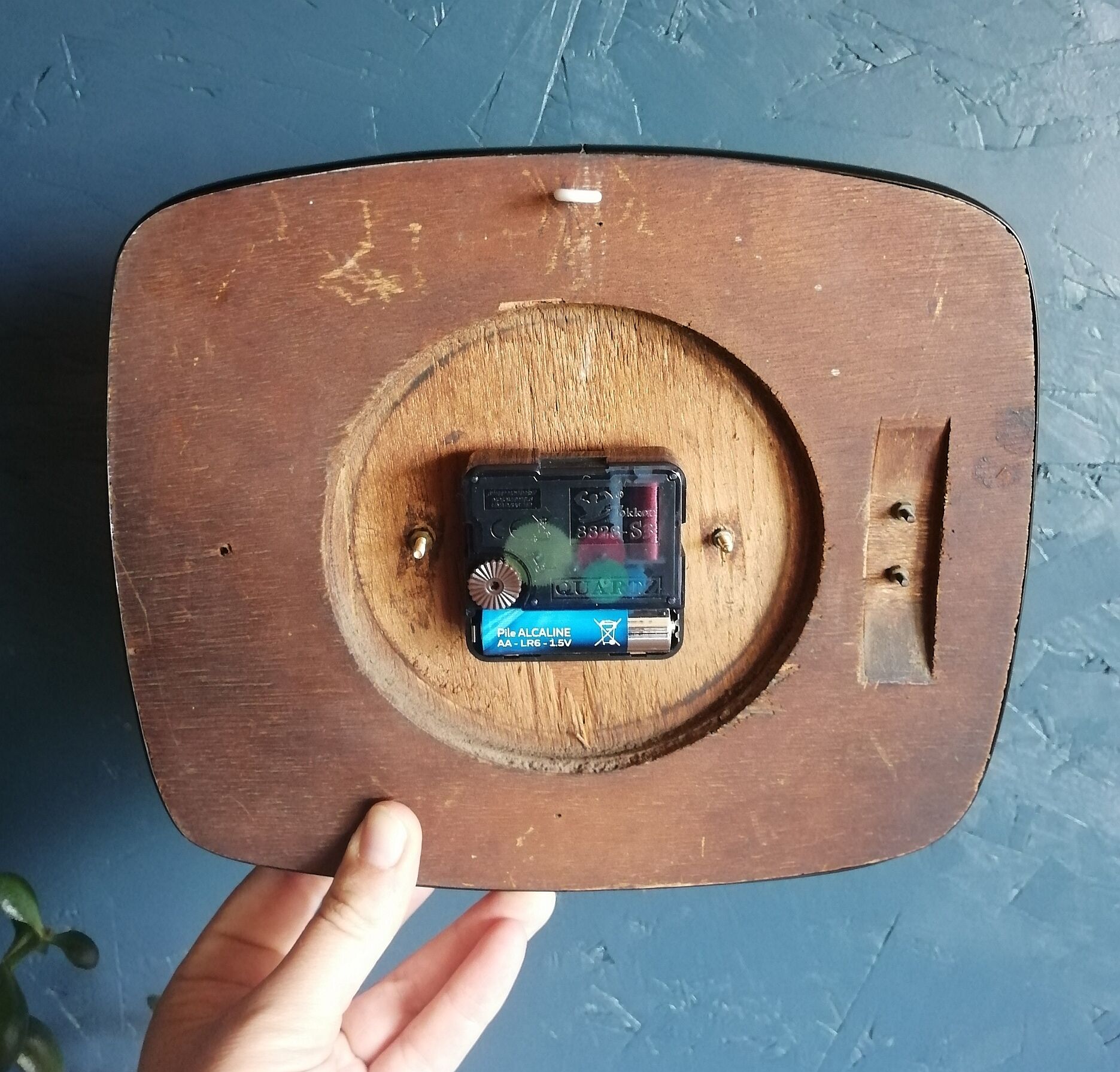 Vintage formica clock silent rectangular wall clock "Super Quinze Vert"