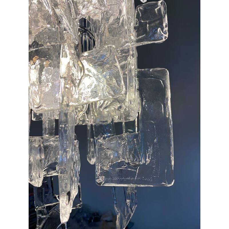 21st Century Transparent and Silver Chandelier in Murano Glass