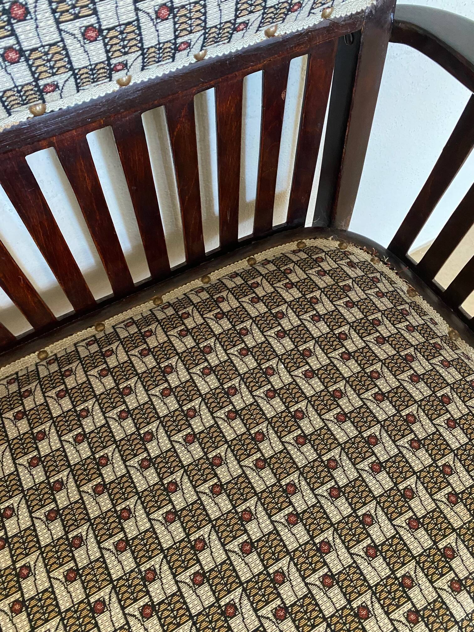 Art Nouveau style bench - Jacquard fabric