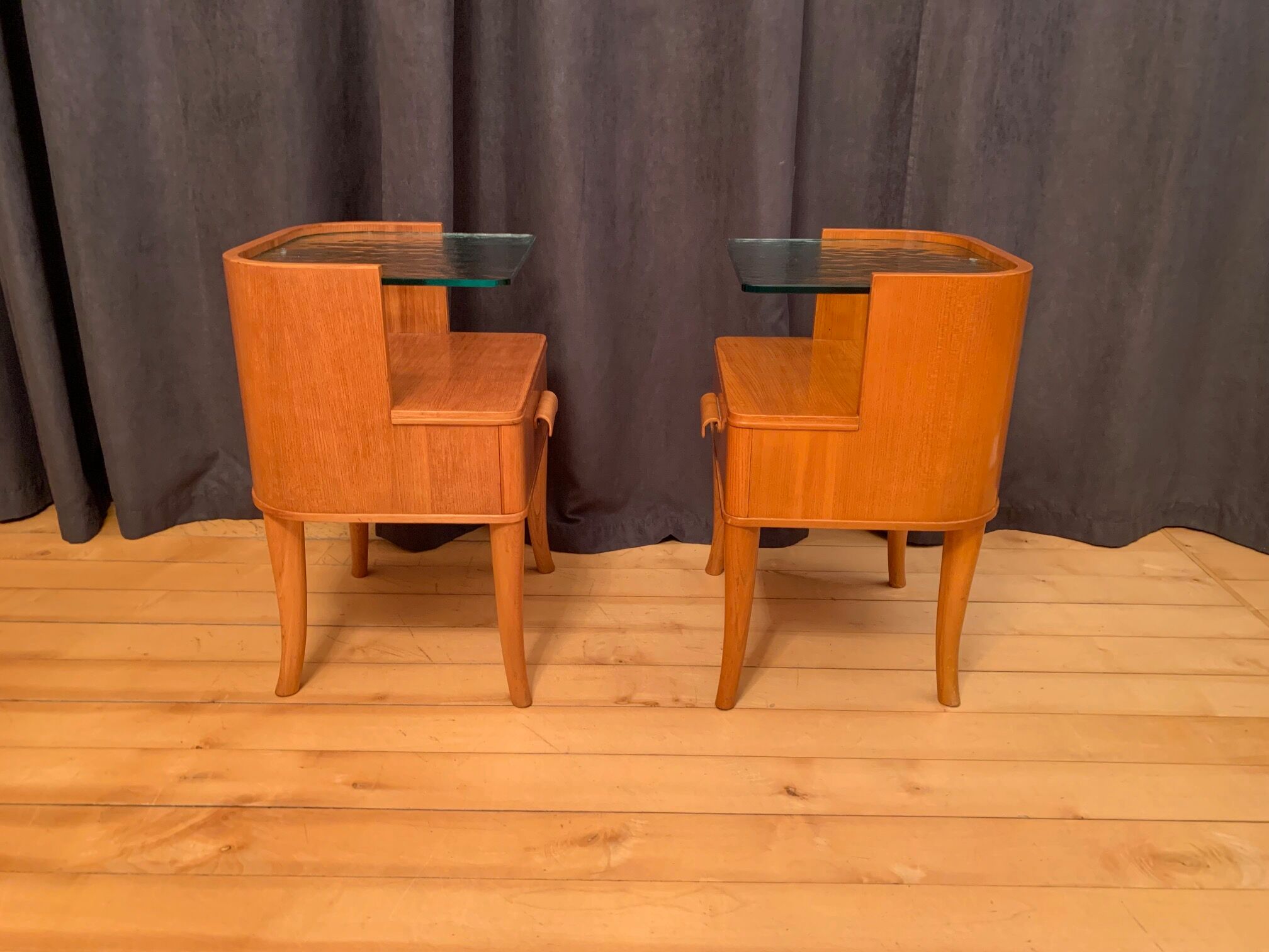 A pair of bedside tables by Axel Larsson, Bodafors, Sweden, 1940s.