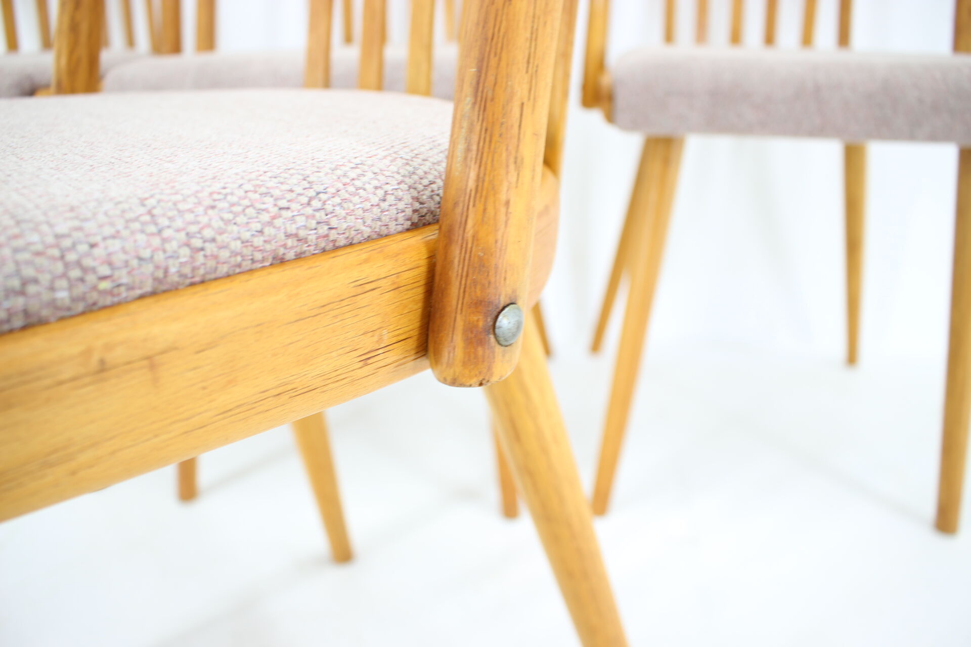 1970s Antonin Suman Set of 4 Oak Dining Chairs, Czechoslovakia