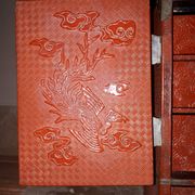 Japanese cabinet in cinnabar red lacquer, Japan Meiji era