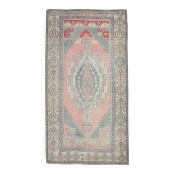 4x8 Soft Pink Geometric Handmade Vintage Rug, 128x242Cm