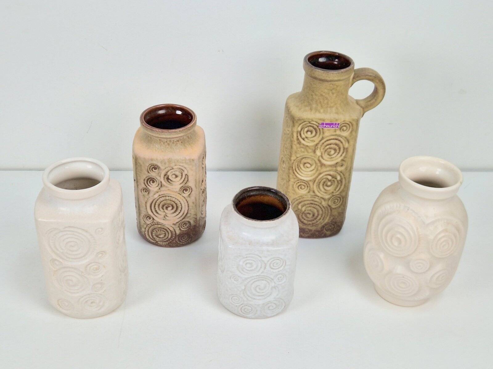 Vases vintage Jura de Scheurich Ceramic, RFA, années 1970, ensemble de 5