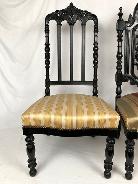 Set of two nanny chairs, blackened wood, Napoleon III