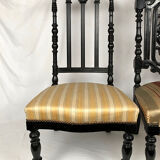 Set of two nanny chairs, blackened wood, Napoleon III