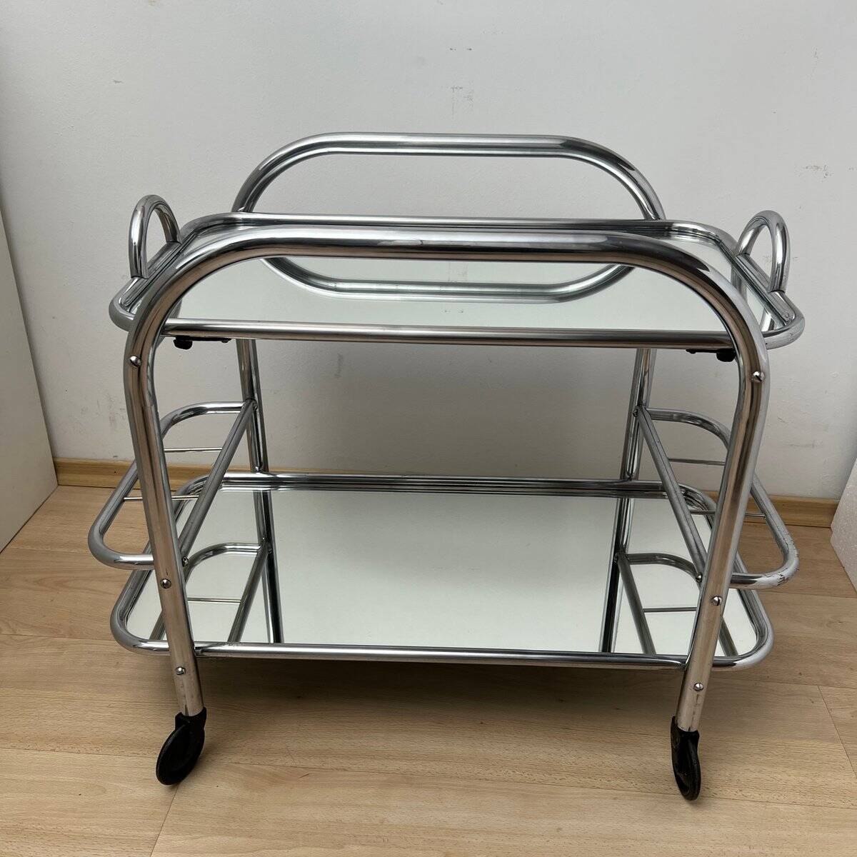 Art Deco Chromed Steel Bar Cart by Robert Mallet-Stevens, France, 1925