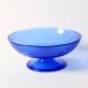 Blue Pressed Glass Pedestal Bowl with Stars Pattern / Italy / 2000s