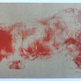 Original lithograph on Ingres paper signed by Claude GARACHE, Suite Vermillon V, 1981