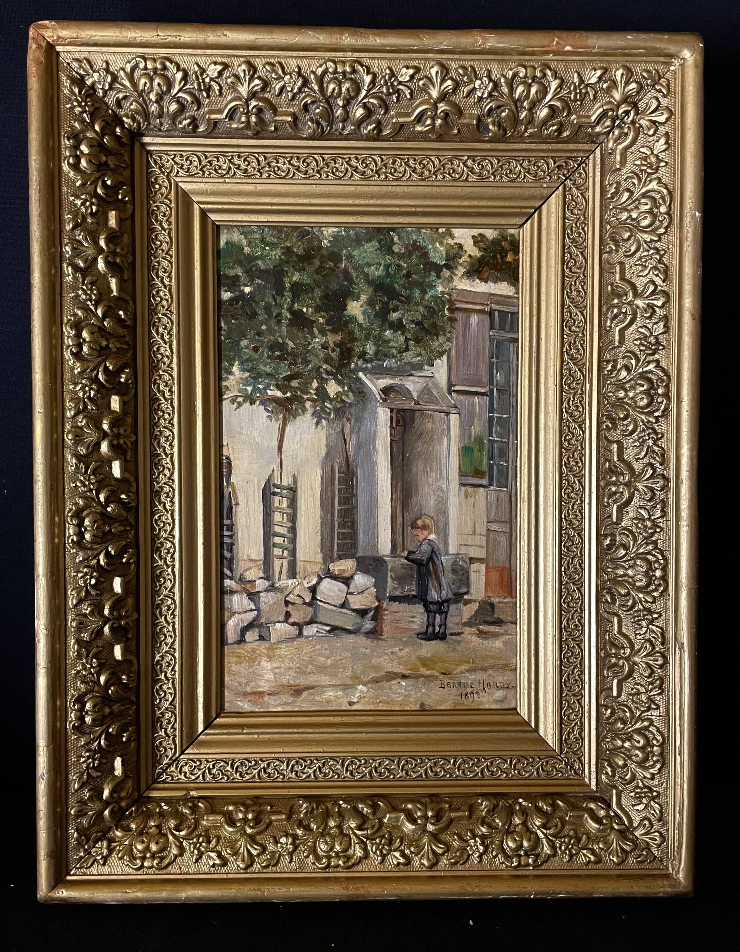 "The schoolboy at the fountain" old painting