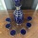 Antique Cobalt Blue Glass Liqueur Set with Applied Silver Decoration – 7