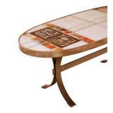 Oval coffee table in ceramic and metal – 1970s