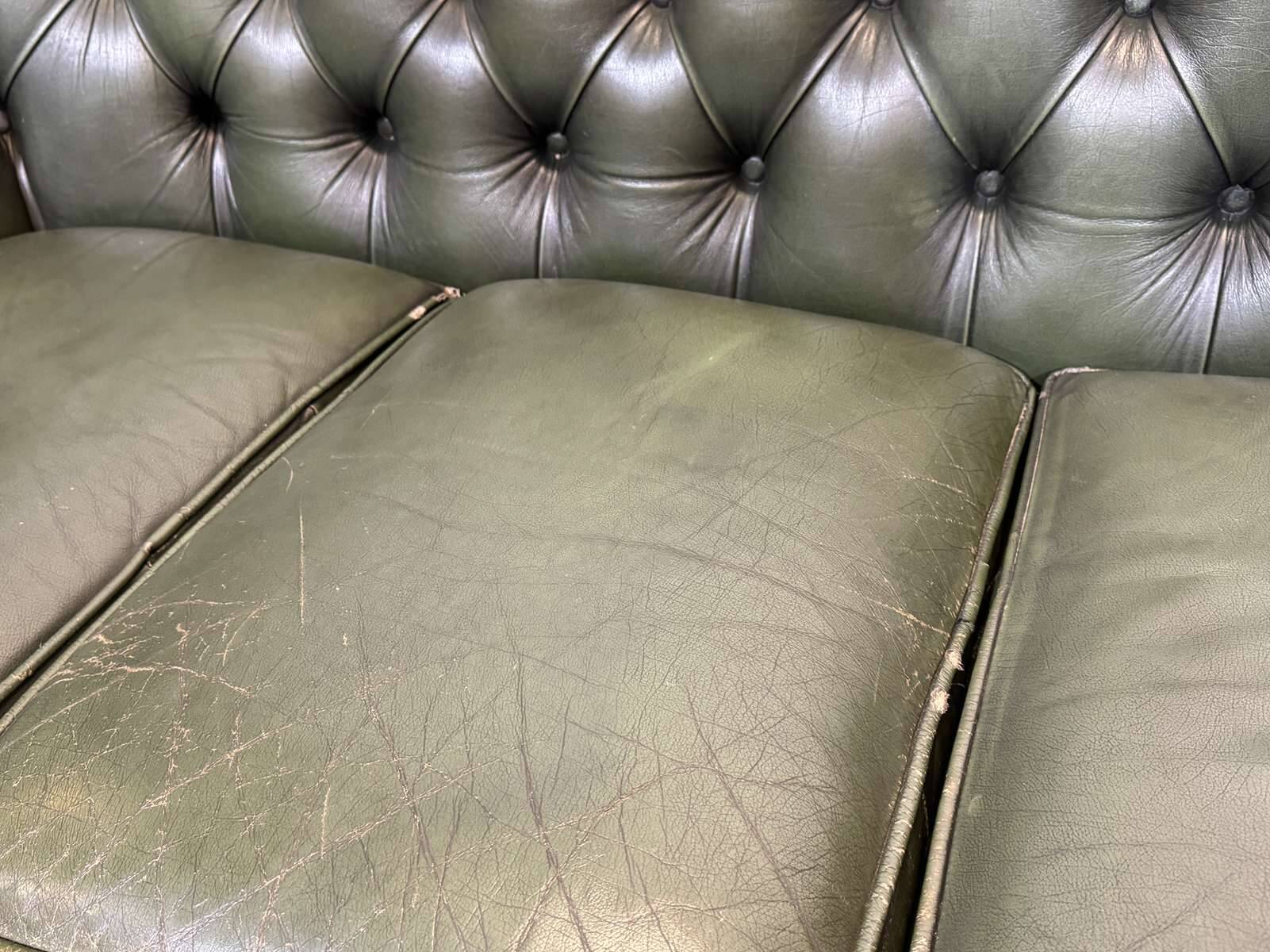 1970s leather Chesterfield three-seater sofa