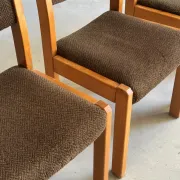 Set of 4 vintage chairs from the 70s/80s – Brown chocolate wood and fabric
