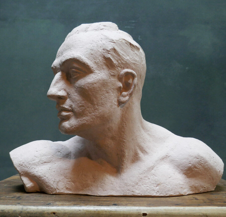 bust of man years 20/30 signed Henri Bargas