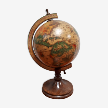 Globe terrestre mappemonde vintage 1950 1960 bois style ancien