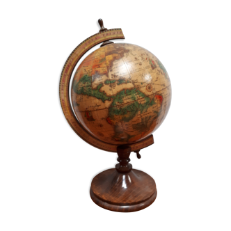 Globe terrestre mappemonde vintage 1950 1960 bois style ancien
