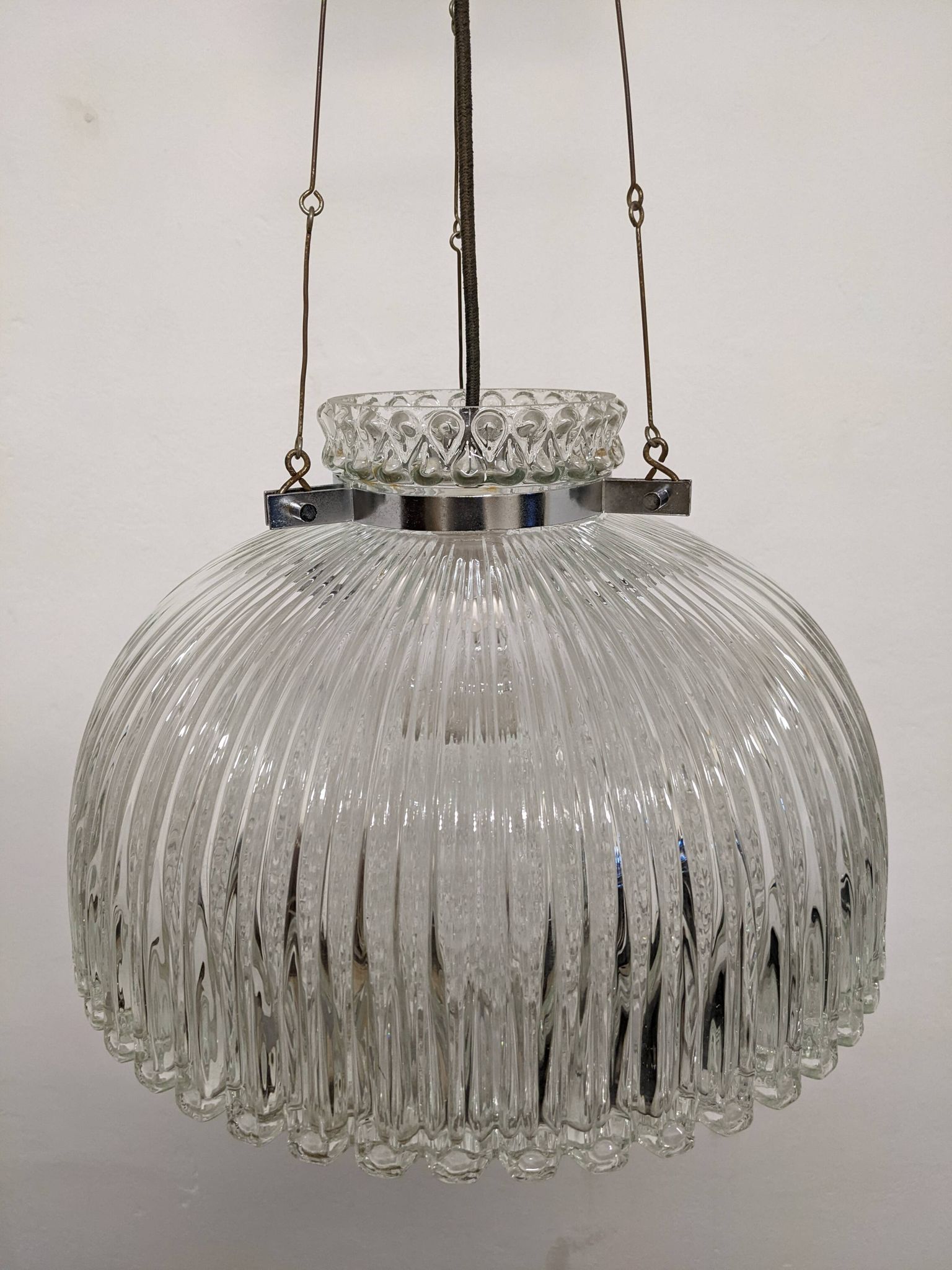 Italian XL dome pendant light in blown glass, 60s-70s