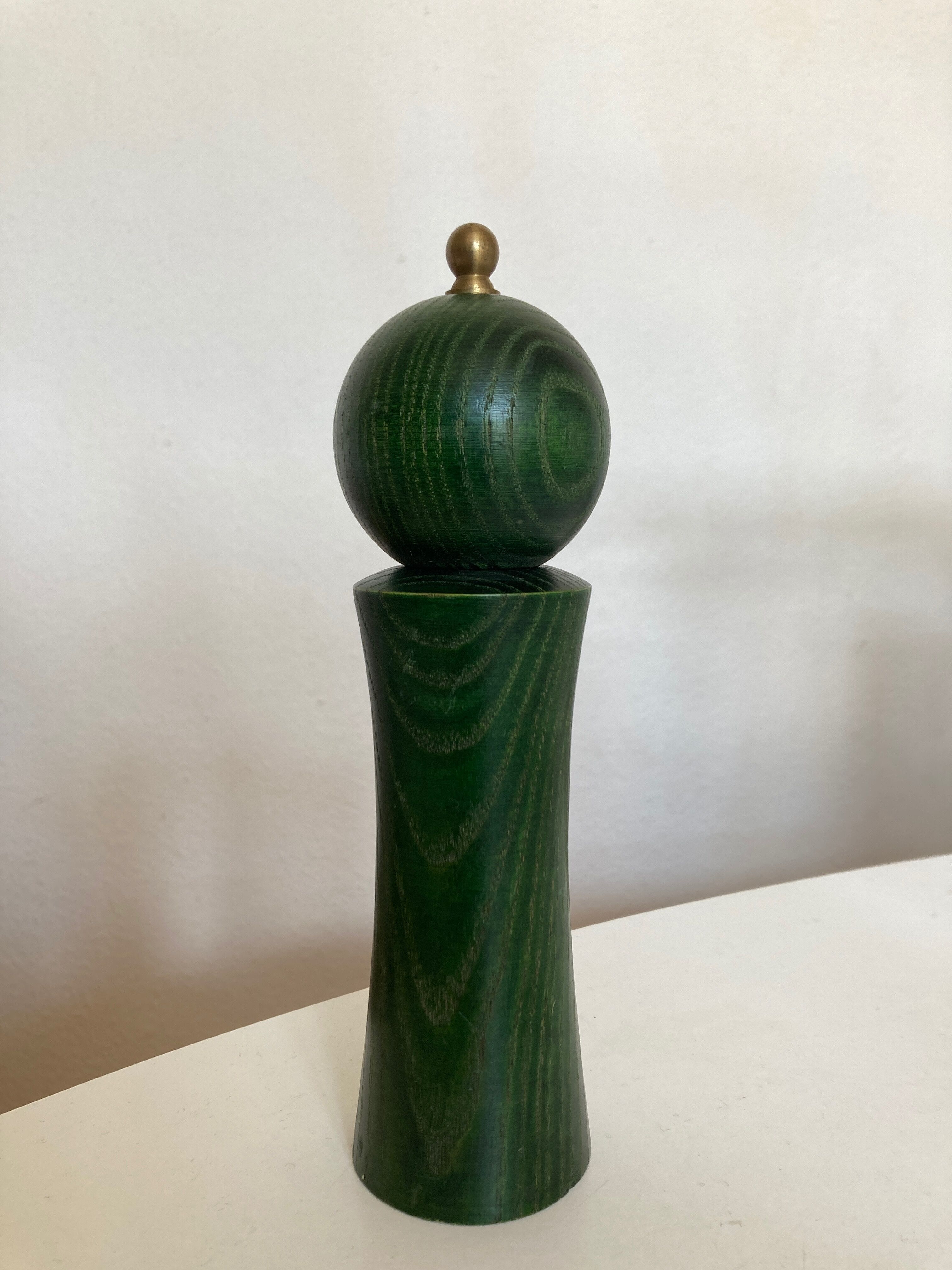stained wood pepper mill 1970