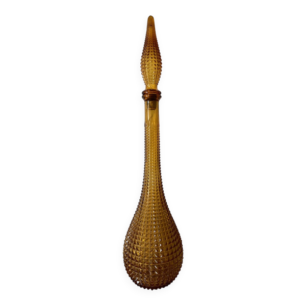 Carafe empoli ambre , carafe italienne années 60-70
