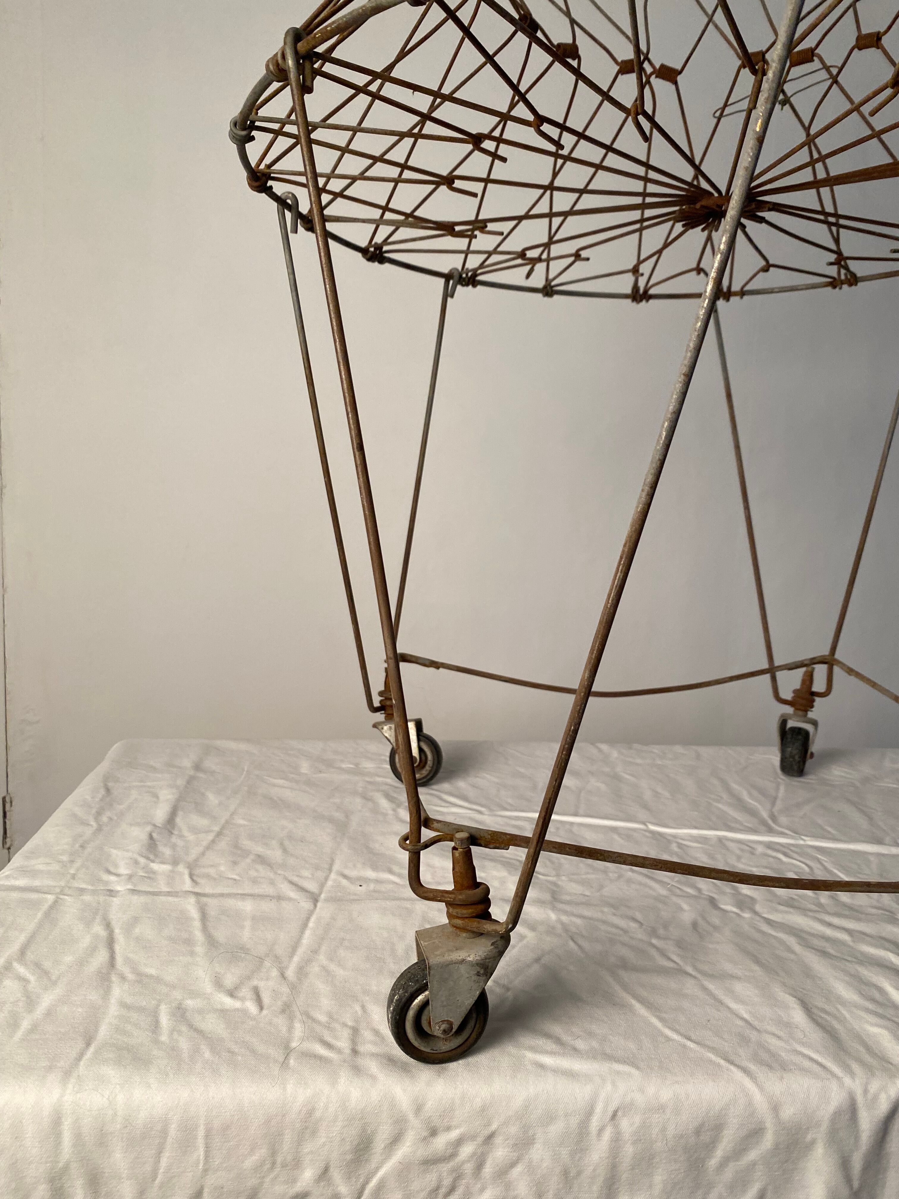 Old vintage foldable laundry basket