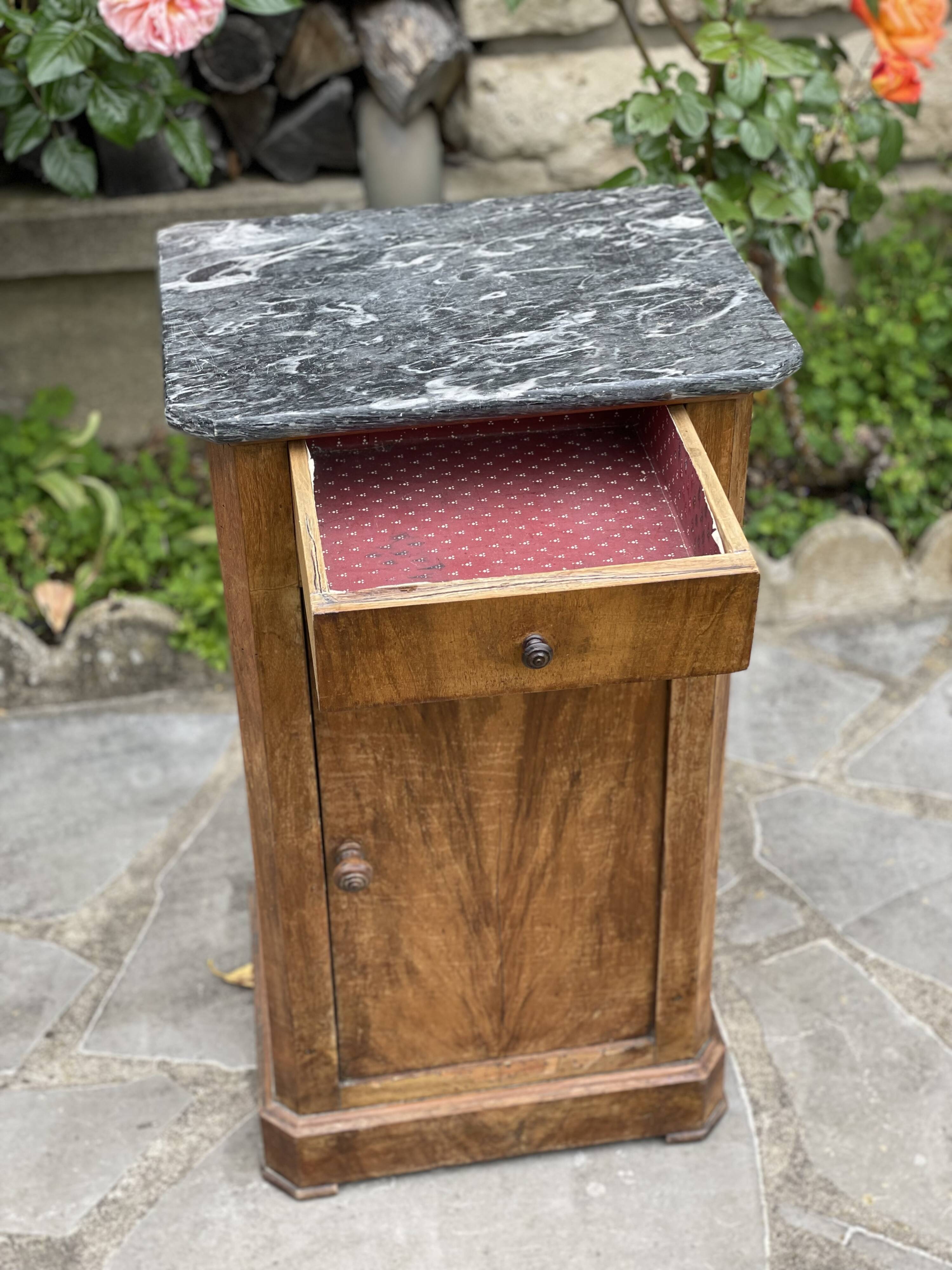 Nightstand - bedside table with marble top