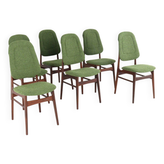 Ensemble de 6 chaises de salle à manger en teck hollandais design vintage