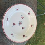 Hollow dish, Senlis model, KG luneville, France, burgundy rose patterns and gray foliage
