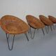 Mid-Century German Bamboo Chairs, 1950s, Set of 4
