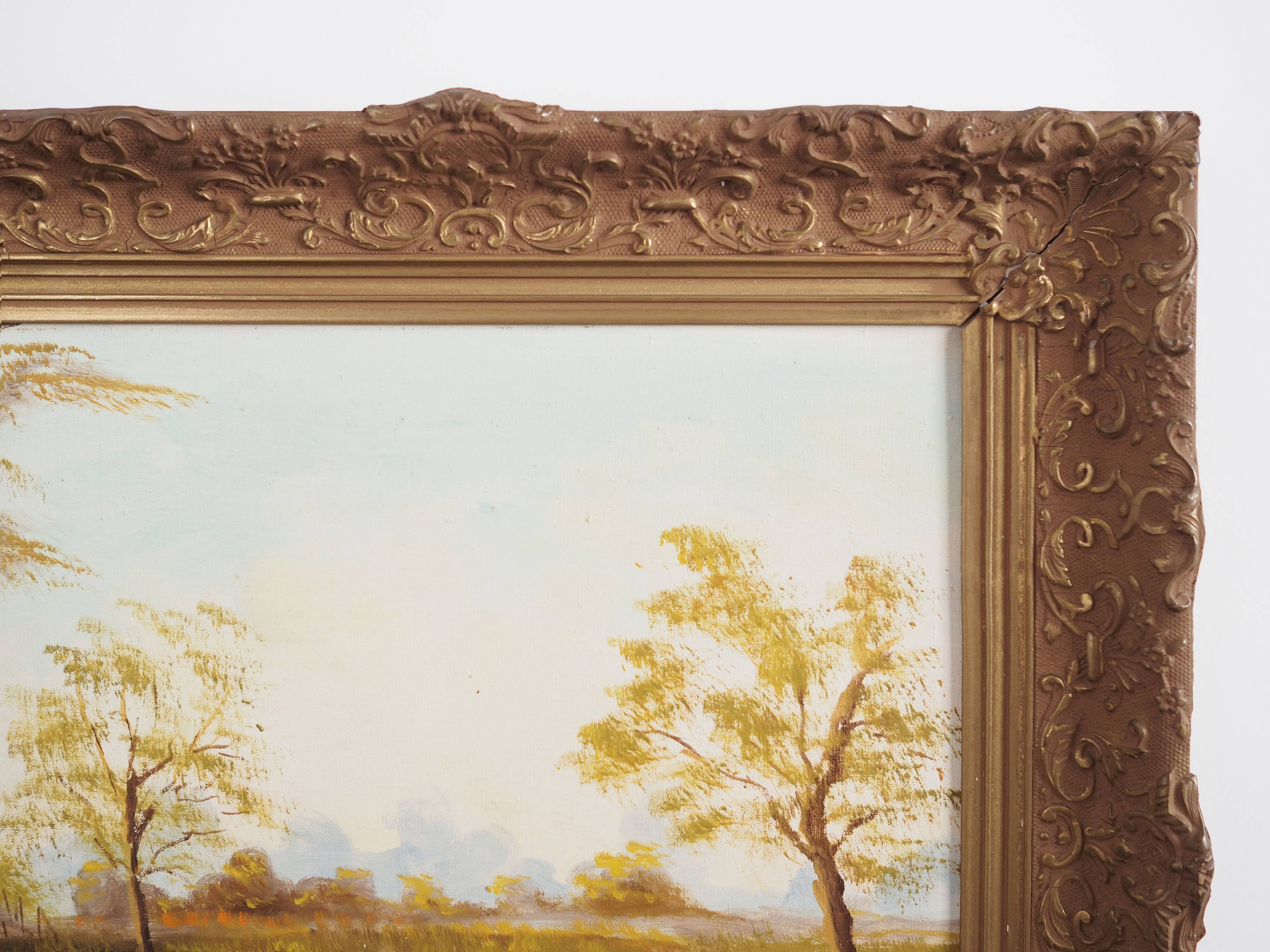 Painting „The Road by the Pond”, Scandinavian design, 1970s