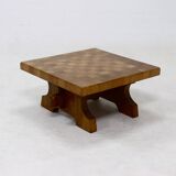 Brutalist Solid Blonde Oak Checkered Coffee Table 1970s