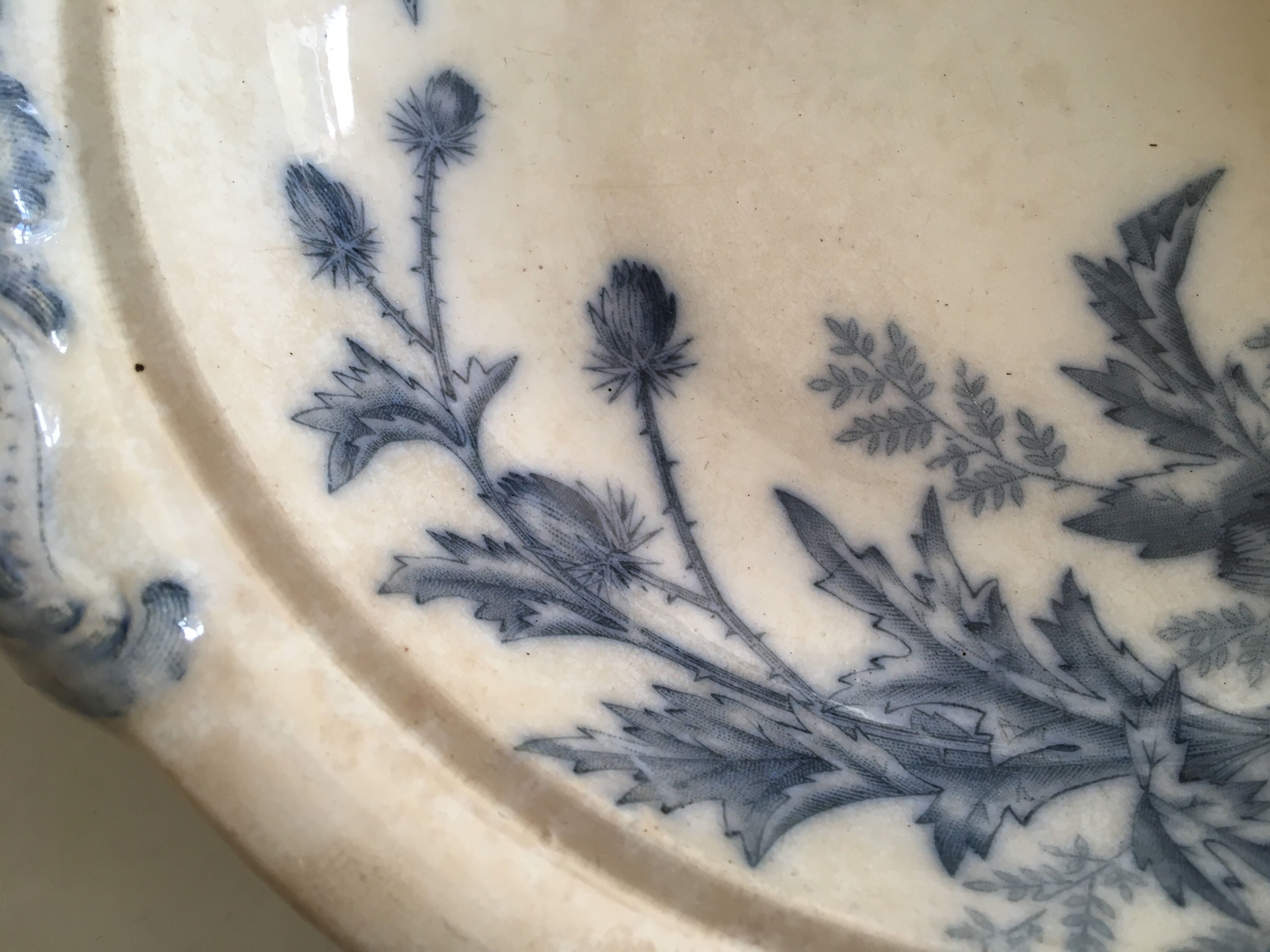Plat creux en terre de fer 19e décor Flora de BFK