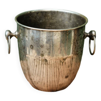 Art deco champagne bucket in silver metal