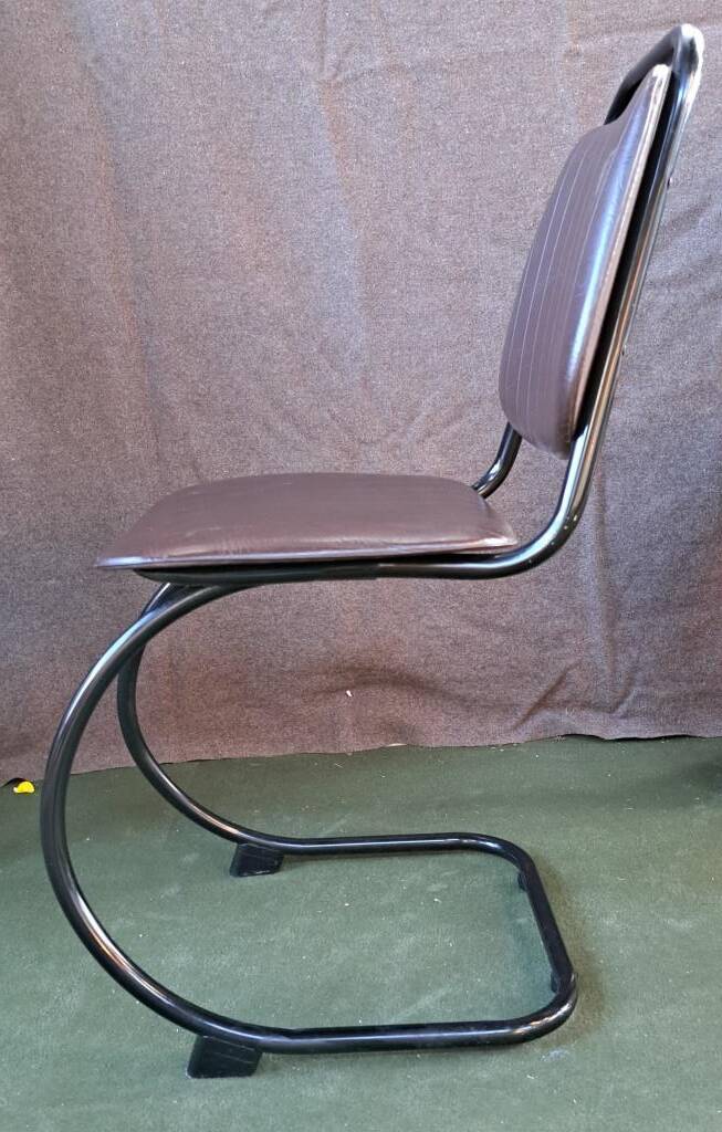 Metal and imitation leather sled-style office chair, 1970s